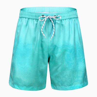 China European and American large size quick-drying beach shorts plus size men's medium watercolor beach swimming pants magic printed pants for sale