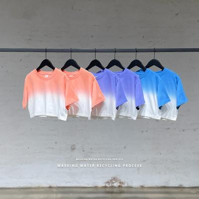 China Wholesale Sexy Hanging Gradient High Street Streetwear Crop Tank Tops T-shirt 220g Dye Cotton 2022 Summer New QUICK DRY Designer for sale