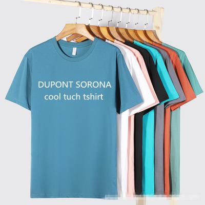 China custom sorona anti-wrinkle fabric tech cool basic t-shirt unisex regular simple quality cotton women/men's t-shirt oversized t-shirt for sale