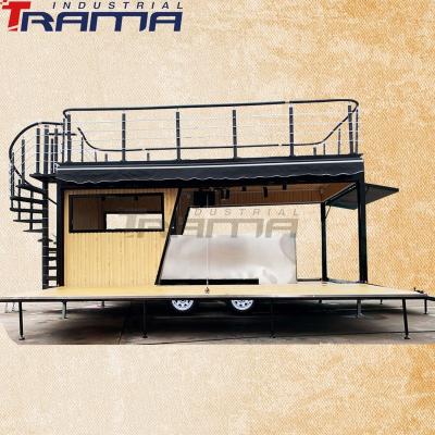 China Durable Customized 2 Story Mobile Food Truck Double Decker Coffee Food Trailer For Sale for sale