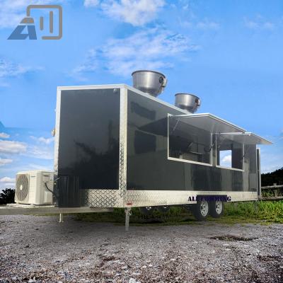 China Vegetable Processing Plant V-Nose Customized Food Trucks Fully Equipped Grill Smoker Concession Trailers Truck BBQ Porch Trailer for sale