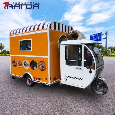 China Vegetable Processing Factory Custom Tricycle Commercial Electric Food Truck For Sale Europe Mini Fast Food Trailer for sale