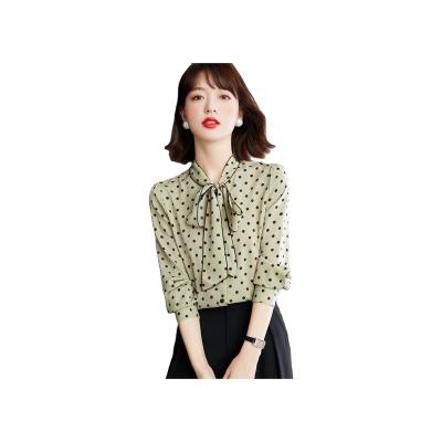 China Low price breathable anti-pilling chiffon fabric knitted good handle process women's blouses and shirts for sale