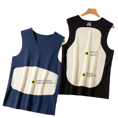 China Anti-pilling men's vest with velvet thickened no trace base to wear winter silk thermal vest for sale