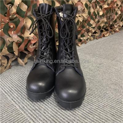 China Military Cheap Black Genuine Leather Combat Used Military Boots Panama Outsole for sale