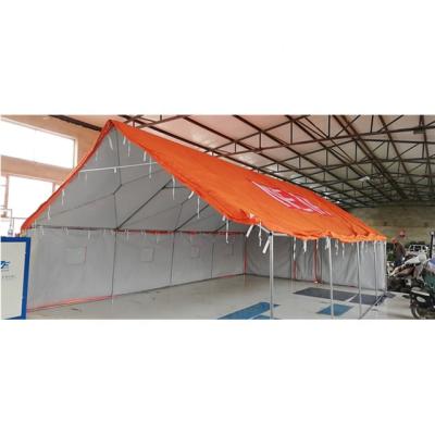 China 10*5m UV-resistant orange color military disaster relief tent with steel frame for sale