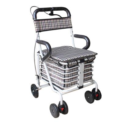 China Health care factory price rollator walker with seat rollator 6 wheel large capacity folding shopping cart steel adult older walker for sale