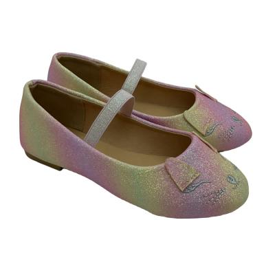 China Flat 2023 New style Wholesale fashionable shinny glitter upper ballerina baby shoe girl flat shoes kids children's casual shoes for sale