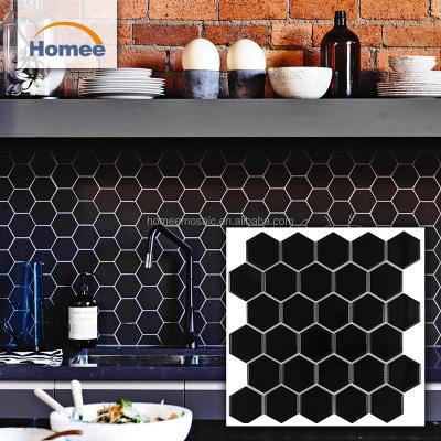 China Wholesale Flooring 51*51MM Mosaic Black Hexagon Mosaic Pattern Best Backsplash Alibabab for sale