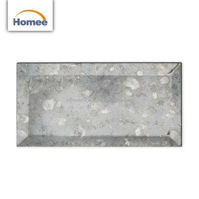 China Parquet Subway Slab Design Antiquing Beveled Mirror Glass Silver Mosaic Slab for sale