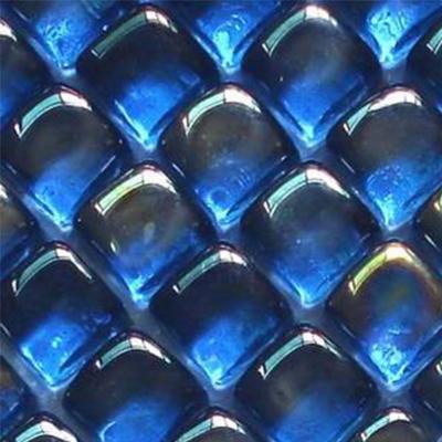 China Flooring the best high quality and lower price interior decoration mini ice split crystal chips polished blue glass mosaic slab for sale