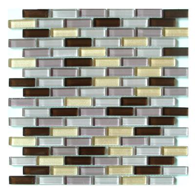 China Europe Style Red Purple Color Gold Parquet Mix Crystal Glass Mosaic Kitchen Backsplash Luxurious Slab for sale