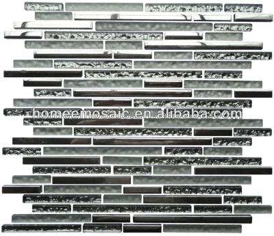 China New design water proof strip parquet glass mosaic tile for wall or kitchen backsplash for sale