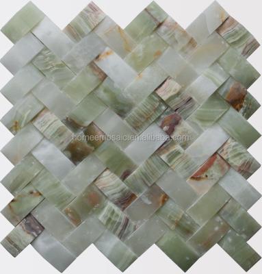 China Parquet Herringbone Jade Polished Stone Mosaic for sale