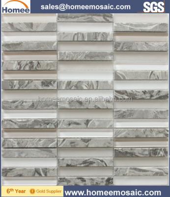 China Parquet mosaic slab glass stone strips for kitchen backsplash wall slab decoration for sale