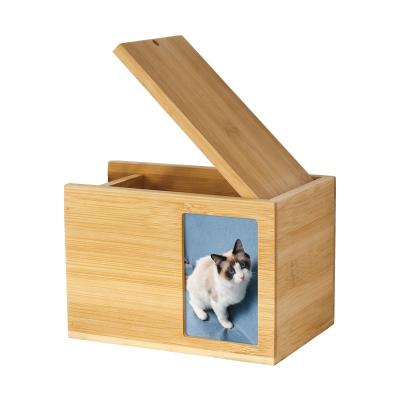 China Hotsale Natrual Stored Wooden Bamboo Personalized Photo Frame Pet Cremations Cremation Urns for sale