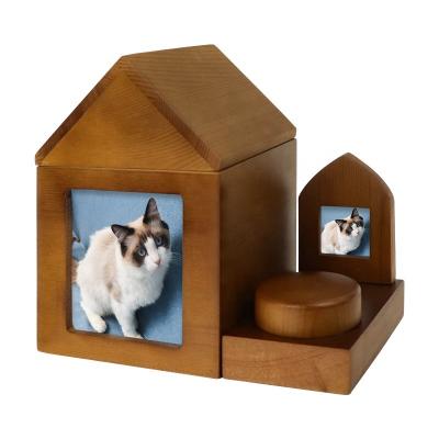 China New Design Decorative Stored House Shaped Set Deceased Pet Ashes Container With Photo Frame In Home for sale