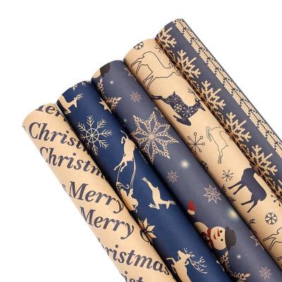 China Anti-Curl Mini Roll, 20 Inch X 30 Inch Per Roll, Classic Christmas Brown Wrapping Paper Recycled Gift Wrapping Paper For Festivals for sale