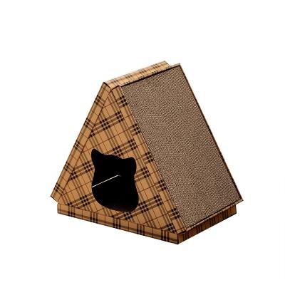 China Factory HOT Sales Corrugated Board Factory Supply Stored Triangular Type Cat Sleeping Scratcher Scratching Post for sale