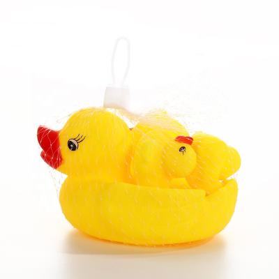 China Bath Toy Hot Sell Duck Bath Toy A Mother Yellow Duck With Three Ducklings Plastic Figure Toys Toys for sale