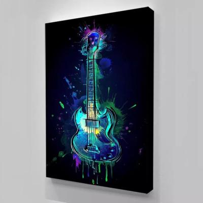 China Guitar Abstract Wall Art Pop Art Canvas Wall Decor Waterproof Cool Painting Modern Home Decor Pictures for sale