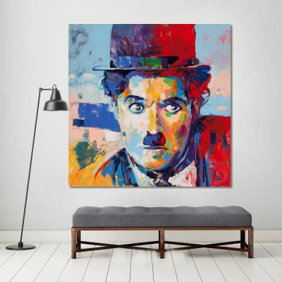 China Art Chaplin Pop Art Large Waterproof Abstract Living Room Canvas Figure Pictures Wall Painting Art for sale