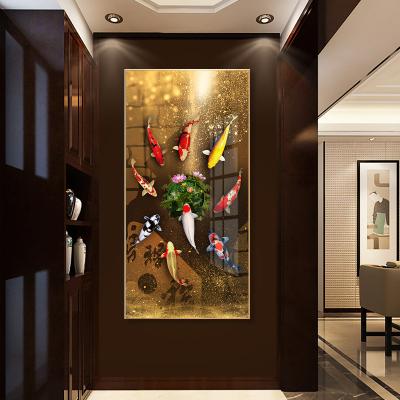 China Waterproof Modern Diamond Animal Crystal Porcelain Wall Art Fish Butterfly Landscape Art Painting Tree for sale