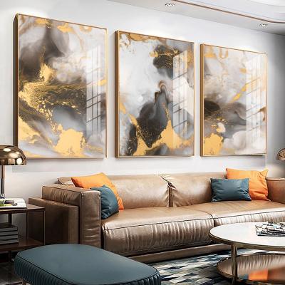 China Colorful Crystal Porcelain Art Painting Living Room Decor Nordic Modern Abstract Glass Luxury Waterproof Canvas for sale