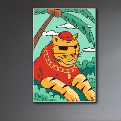 China Waterproof Original Tiger Animal Cartoon Wall Art Decor Luxury Home Painting for sale