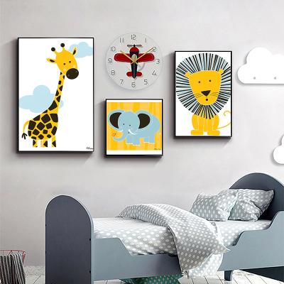 China Waterproof Creative Kids Bedroom Poster Animal Oil Painting Cartoon Print Canvas Children Wall Art for sale