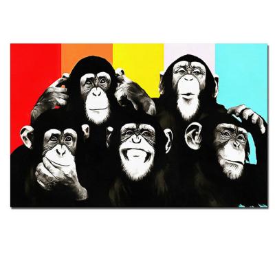 China Selflessly Waterproof Andy Warhol Colorful Monkey Animal Living Room Canvas Print Art Pictures Wholesale for sale