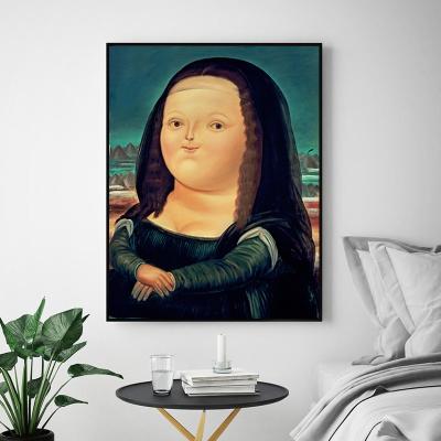 China Waterproof Hot Selling Creative Character Monla Lisa Wall Art Printing Abstract Canvas Portrait Oil Painting for sale