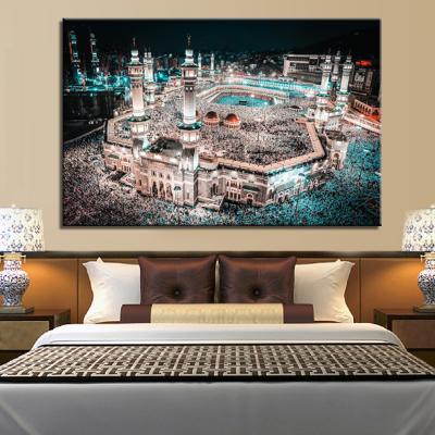 China Waterproof Custom Posters Prints Islamic Mecca Islamic Landscape Canvas Wall Decorations Pictures Oil Paintings for sale