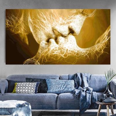 China Waterproof Black Kiss Print Love Bedroom Living Room Home Decoration Painting Abstract Wall Art Picture for sale