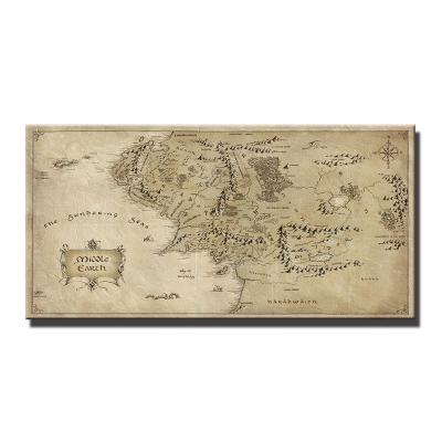 China Waterproof Living Room Decor Home Movie The Lord Of The Rings Map HD Canvas Prints Poster World Map Painting for sale