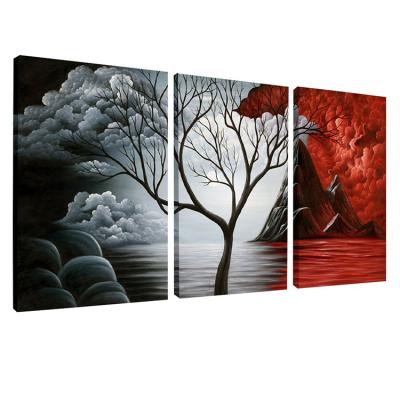 China Waterproof Art Prints The Cloud Tree Wall Art Oil Painting Landscape Canvas for Home Decorations, 3 Panels for sale