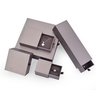 China Factory Handmade Hot Sale Luxury Leatherette Paper with Velvet Insert Jewelry Drawer Packaging for Jewelry Sets for sale