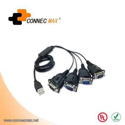 China usb to db9 serial cable usb db9 2.0 to 4 serial rs232 left pin adapter converter cable for sale