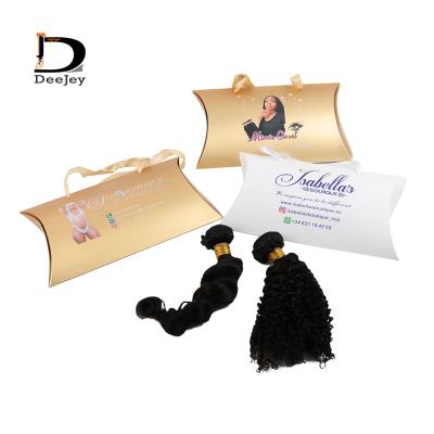 China Recycled Materials Wholesale Customize Luxury Logo Pillow Boxes For Package Or Gift Gold/Black/White/Pink Wig Pillow Box for sale