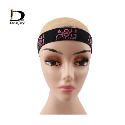 China Polyester Custom Full Logo Printing Melt Bands for Elastic Wig Hairbands Edge Checker Headband Lace Head Wraps for sale