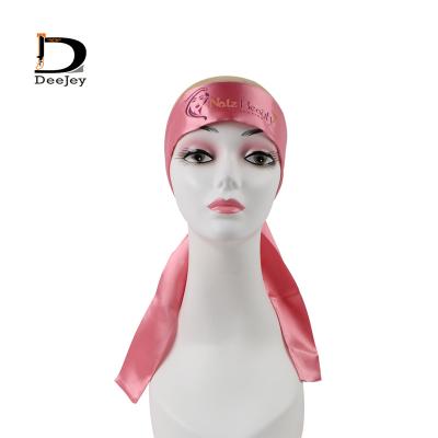 China European and American Style Satin Silk Logo Designer Custom Headband Wraps Hair Band Edge Scarf For Women for sale