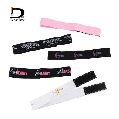 China Custom European and American style adjustable logo lace elastic band for wig edge wrap lace hair melt bands for sale