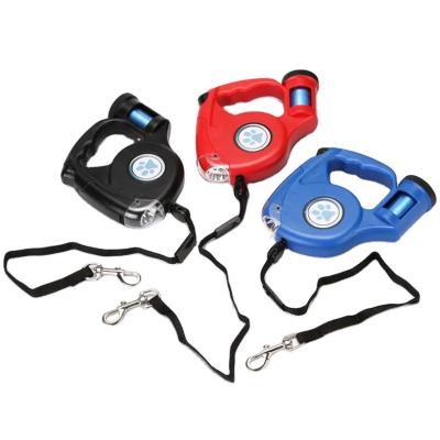 China Custom Retractable Dog Leash Lead Leash LED Logo Adjustable Automatic Durable Pet Bright Flash Light for sale