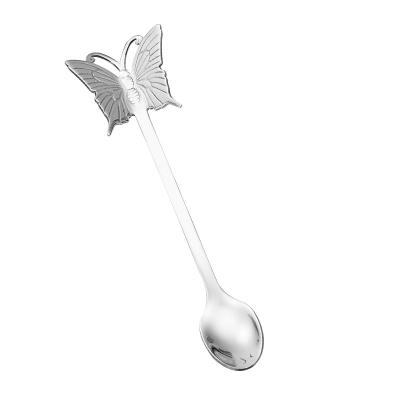 China Sustainable Creative Stainless Steel Butterfly Shaped Hanging Spoon Cup Spoon Gift Box Set for sale