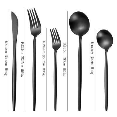 China Viable Border Hot Set 20 Piece Cuttlery Spoon Cutlery Set Mini Black Honey Spoon Restaurant Utensils for sale