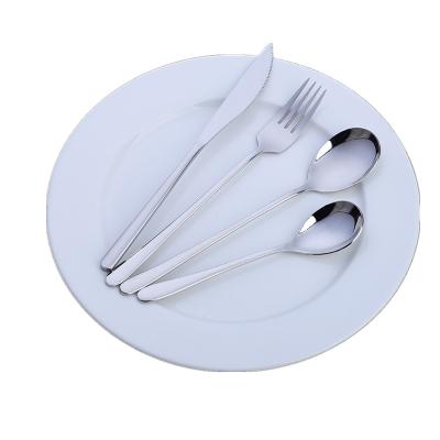 China Long Handle Stainless Steel Long Handle Tableware Set Knife Fork Spoon Viable Hot Tea Spoon Multicolor Korean Style for sale