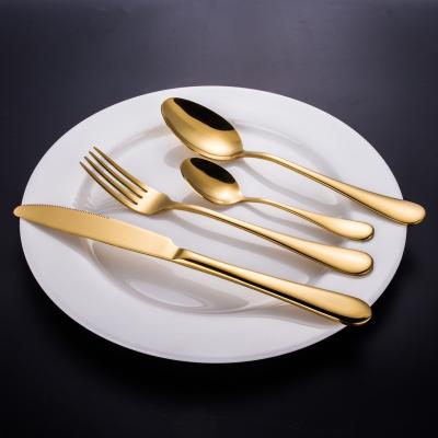 China Wedding 18/8 Stainless Steel Gold Flatware Set Disposable Spoon Fork and Knife, Matted Gold Flatware, Flatware for sale