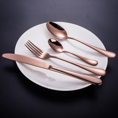 China Durable Rose Color Stainless Steel Spoon Fork Knife Sets With High Mirror Polishing And Low Price for sale