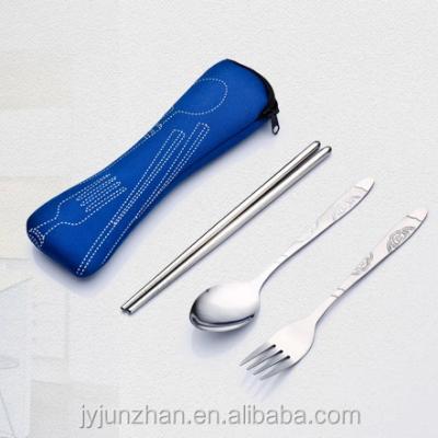 China Factory sale viable travel flatware spoon fork chopstick sets with low price and cloth bag packing for sale