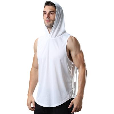 China Custom Logo Hoodie Vest White Tank Gym Clothing Mens 2022 Fashion Tank Top Casual Simple Sleeveless Hoodie Warm QUICK DRY Tops for sale